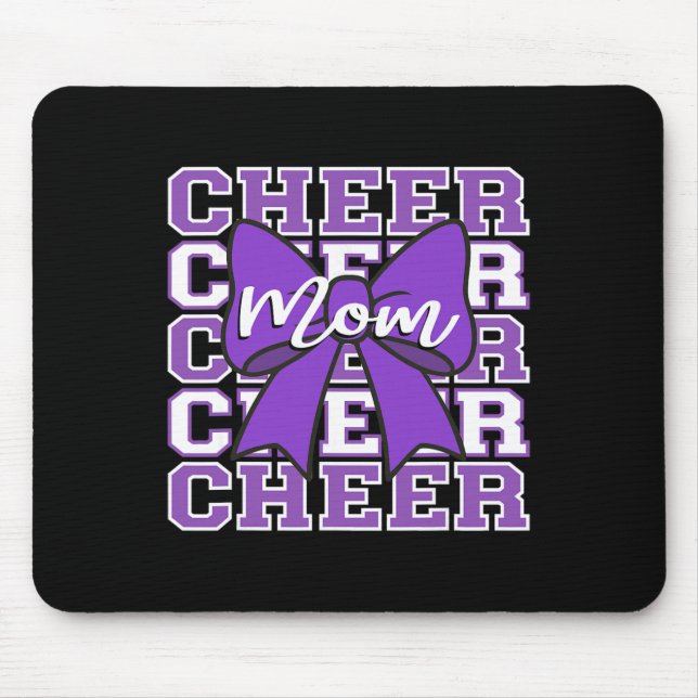 Footll Cheer Mum Game Day Purple Bow Cheerleading  Mouse Pad (Front)
