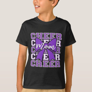 Footll Cheer Mum Game Day Purple Bow Cheerleading T-Shirt