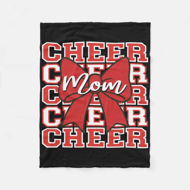 Footll Cheer Mum Game Day Red Bow Cheerleading  Fleece Blanket (Front)