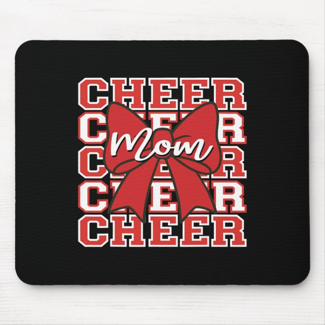 Footll Cheer Mum Game Day Red Bow Cheerleading  Mouse Pad (Front)