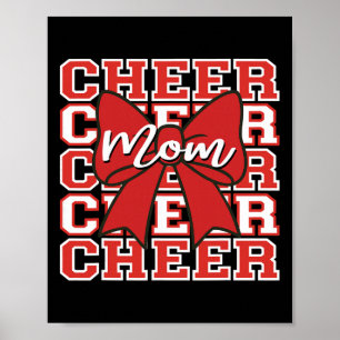 Footll Cheer Mum Game Day Red Bow Cheerleading  Poster