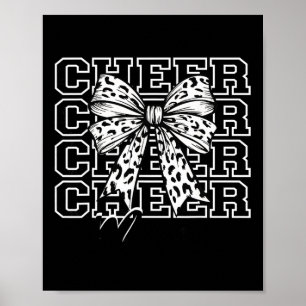 Footll Cheer Mum Game Day White Bow Cheerleading  Poster