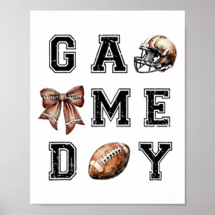 Footll Coquette Bow Footll Mum Game Day Women Girl Poster