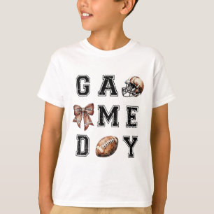 Footll Coquette Bow Footll Mum Game Day Women Girl T-Shirt