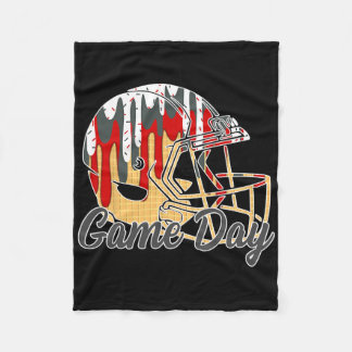 Footll Drip Game Day Sports Footll Mom Go Cheer Gr Fleece Blanket