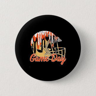 Footll Drip Game Day Sports Footll Mom Go Cheer Or 6 Cm Round Badge