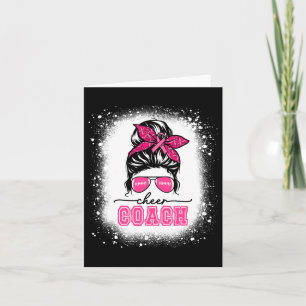 Footll Messy Bun Mum Cheer Coach Breast Cancer Ble Card