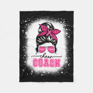 Footll Messy Bun Mum Cheer Coach Breast Cancer Ble Fleece Blanket