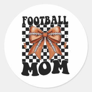 Footll Mum Coquette Footll Bow Mother Day For Wome Classic Round Sticker