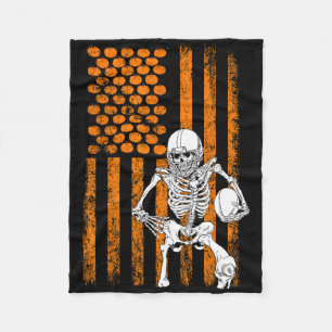 Footll Player Fan Gift Skeleton Halloween Men Boys Fleece Blanket