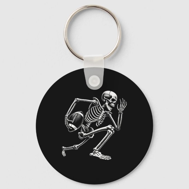 Footll Skeleton Playing Footll Halloween Skull Lov Key Ring (Front)