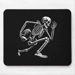 Footll Skeleton Playing Footll Halloween Skull Lov Mouse Pad