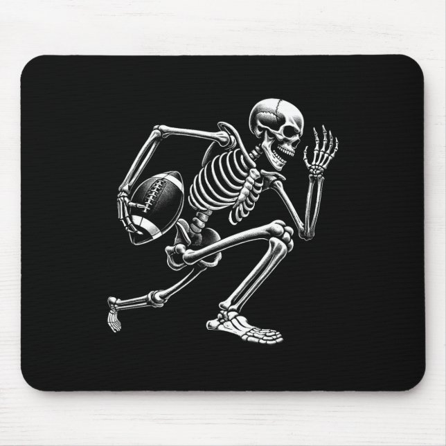 Footll Skeleton Playing Footll Halloween Skull Lov Mouse Pad (Front)