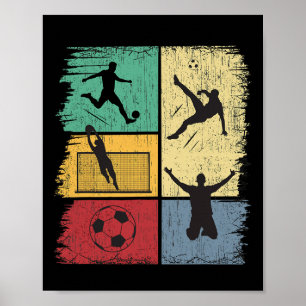 Footll Soccer Players Hand-drawn Retro Boys Men Poster