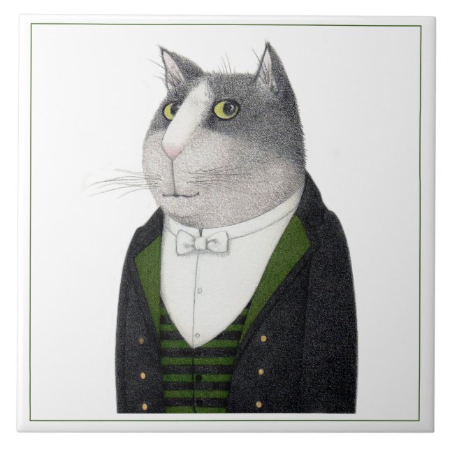 FOOTMAN CAT 6" Square Ceramic Tile (Front)