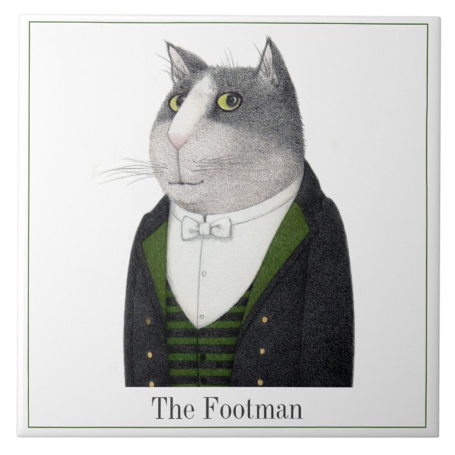 FOOTMAN CAT 6" Square Ceramic Tile + Text (Front)