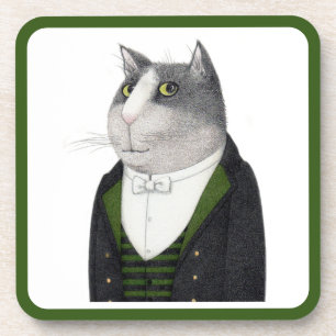 FOOTMAN CAT Hard Plastic Coasters