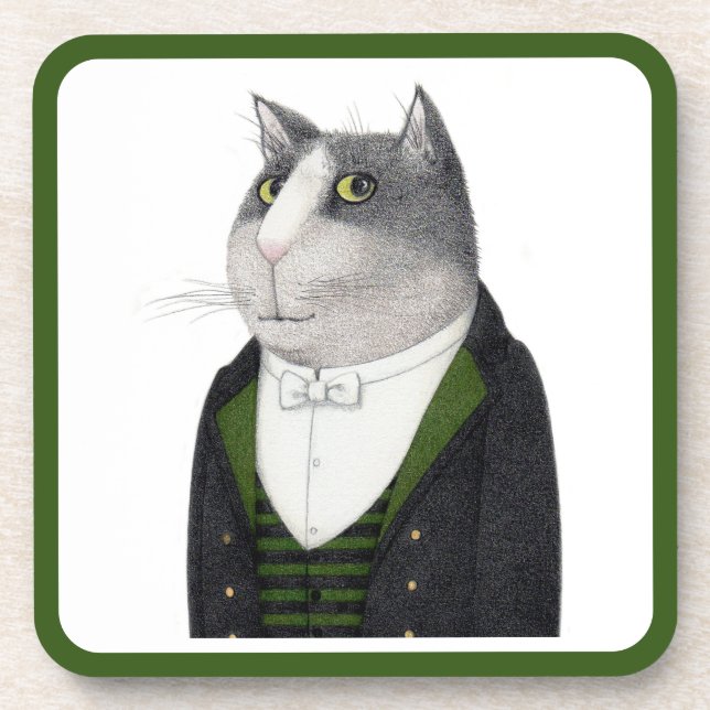 FOOTMAN CAT Hard Plastic Coasters  (Front)
