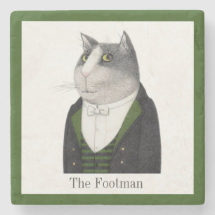 FOOTMAN CAT Marble Stone Coaster + Text