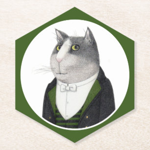FOOTMAN CAT Pointy Hexagon Paper Coasters