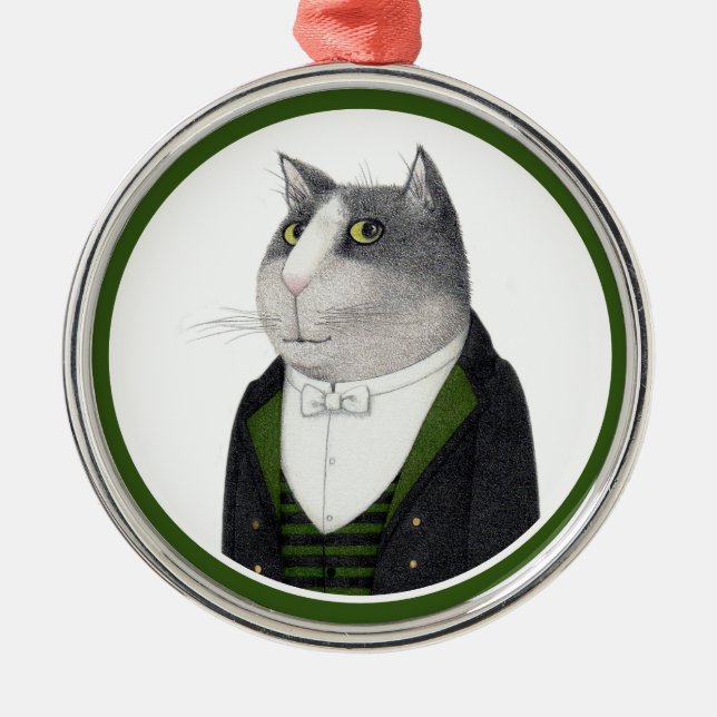 FOOTMAN CAT Premium Round Ornament (Front)