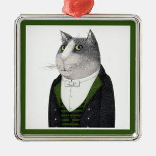 FOOTMAN CAT Premium Square Ornament