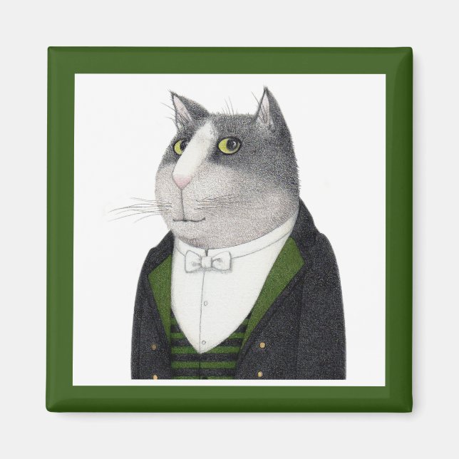 FOOTMAN CAT Square Magnet  (Front)