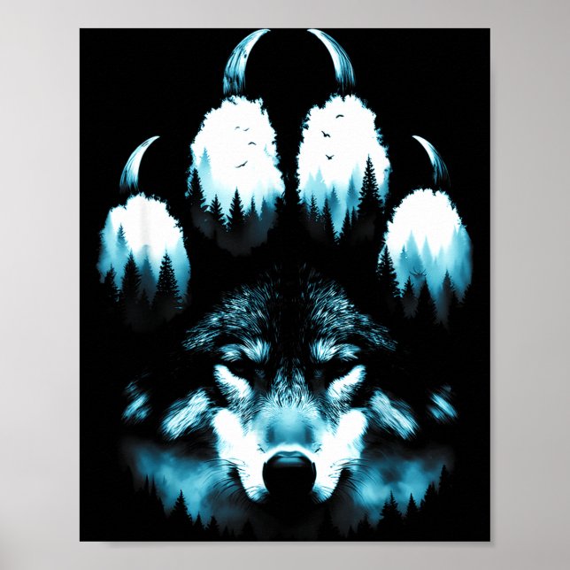 Footprint Animals Wolves Lovers Wolf Howling At Th Poster (Front)