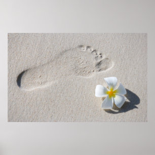 Footprint at the sand poster