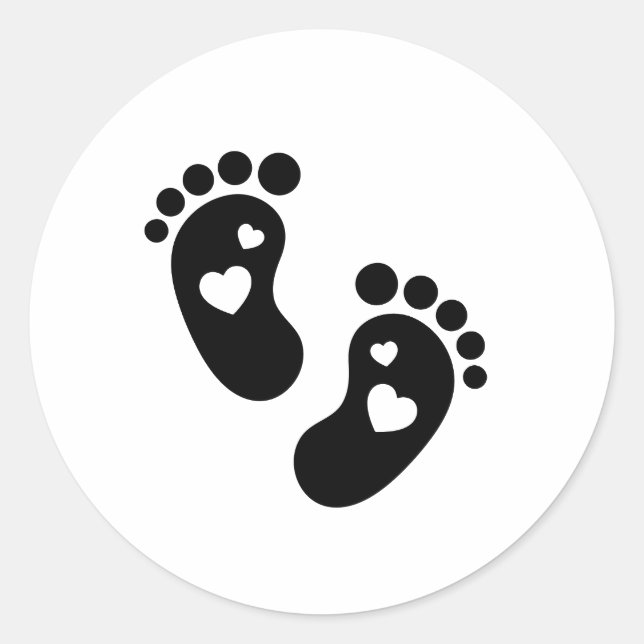 Footprint Baby Heart, Baby Feet Classic Round Sticker (Front)