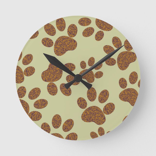 footprint dog round clock (Front)