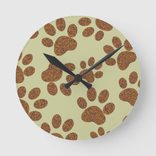 footprint dog round clock