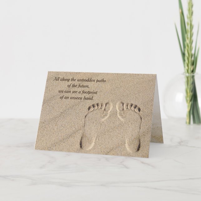 Footprint In Sand Thinking Of You Card (Front)