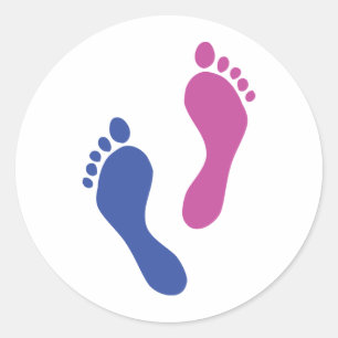 footprints coloured classic round sticker