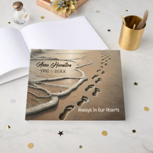 Footprints In Beach Sand For Memorial Service Guest Book