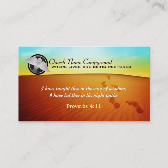 Footprints in sand Business Cards with Logo (Front)