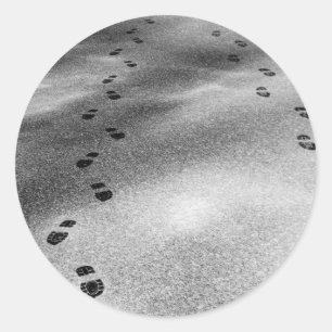 Footprints in Snow Classic Round Sticker