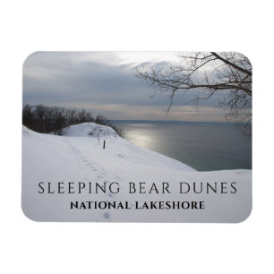 Footprints in Snow, Lake Michigan, Sleeping Bear Magnet