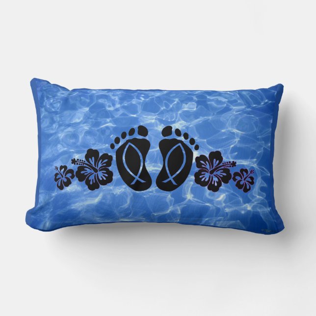 Footprints In The Blue Ocean Accent Pillow (Front)