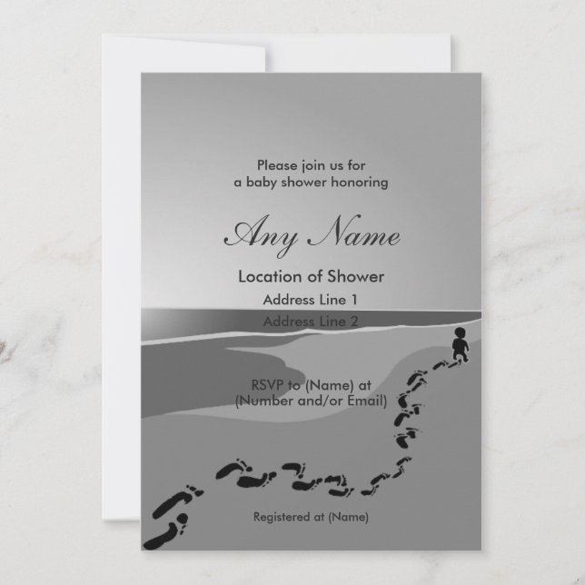 Footprints in the Sand Baby Shower Invitations (Front)