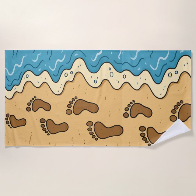 Footprints in the sand beach towel (Front)