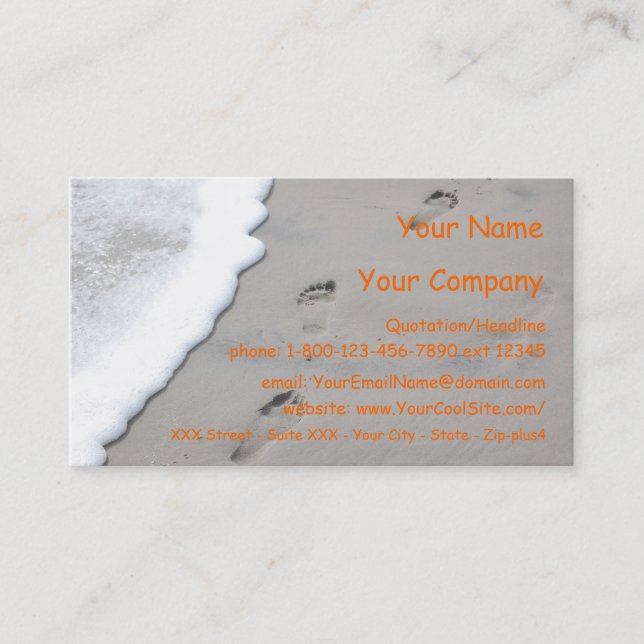 Footprints in the Sand - business card template (Front)