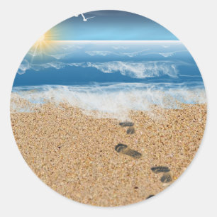 Footprints in the Sand Classic Round Sticker