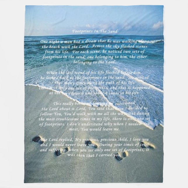 Footprints in the sand fleece blanket (Front)