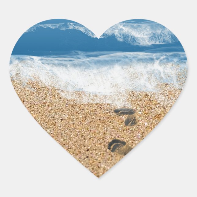 Footprints in the Sand Heart Sticker (Front)
