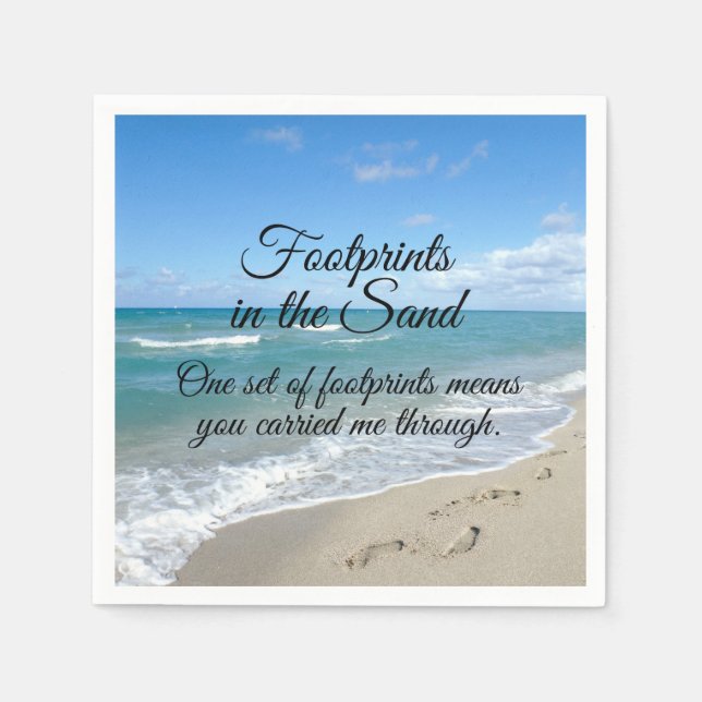 Footprints in the Sand Inspirational Christian Napkin (Front)