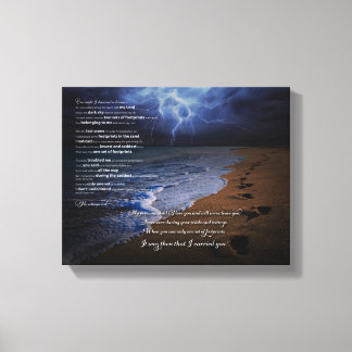 Footprints in the Sand Poem 10x8 (stormy) Canvas Print