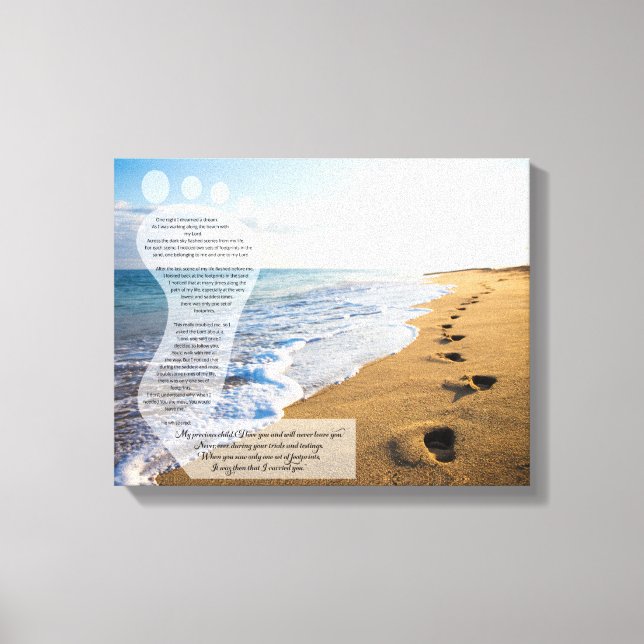 Footprints in the Sand Poem 14x11 Canvas Print (Front)
