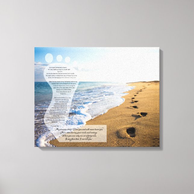 Footprints in the Sand Poem 20x16 Canvas Print (Front)