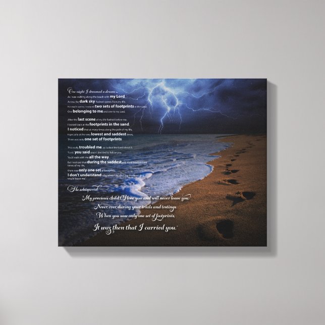 Footprints in the Sand Poem Canvas Print (Front)